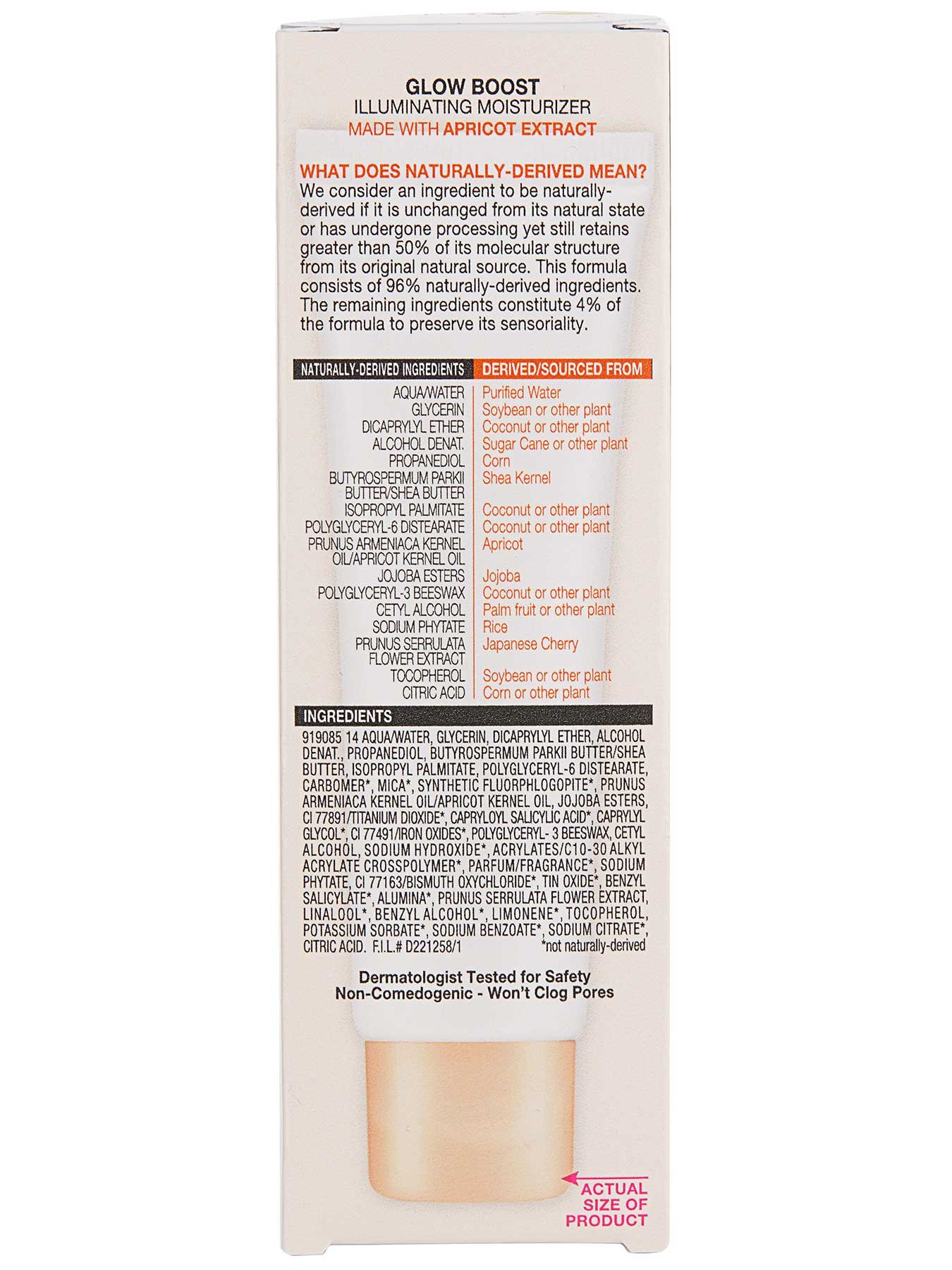 Back view of Glow Boost Illuminating Moisturizer box.